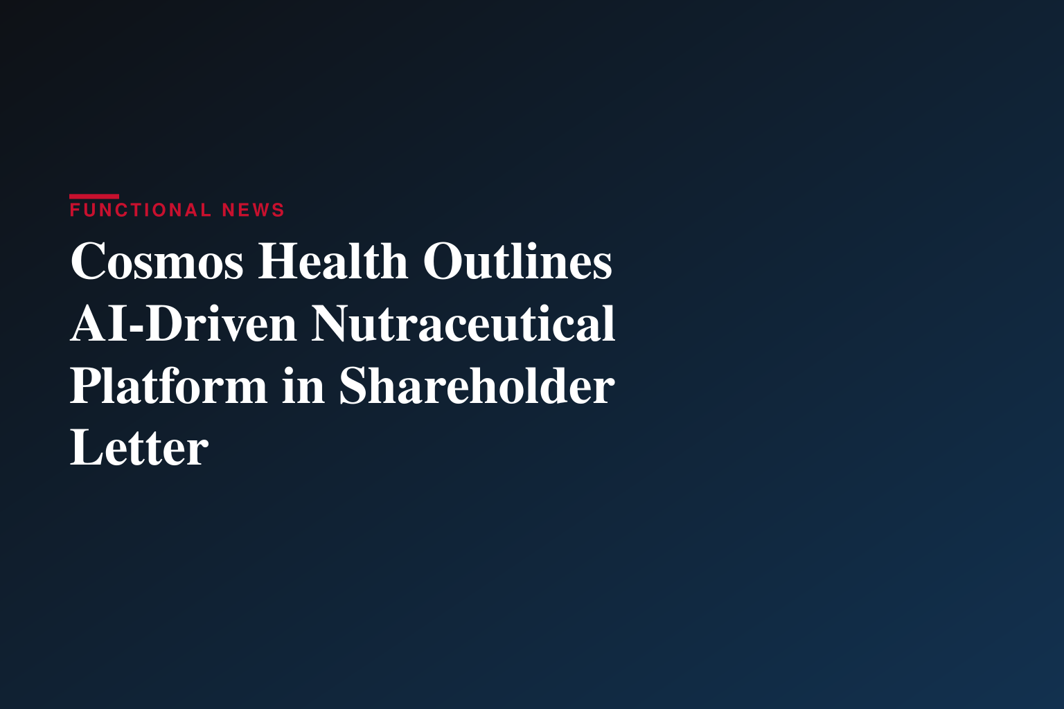 Cosmos Health CEO Issues Letter to Shareholders: Building an Innovative AI-Driven Global Healthcare Platform — Record Growth with U.S. Expansion Underway