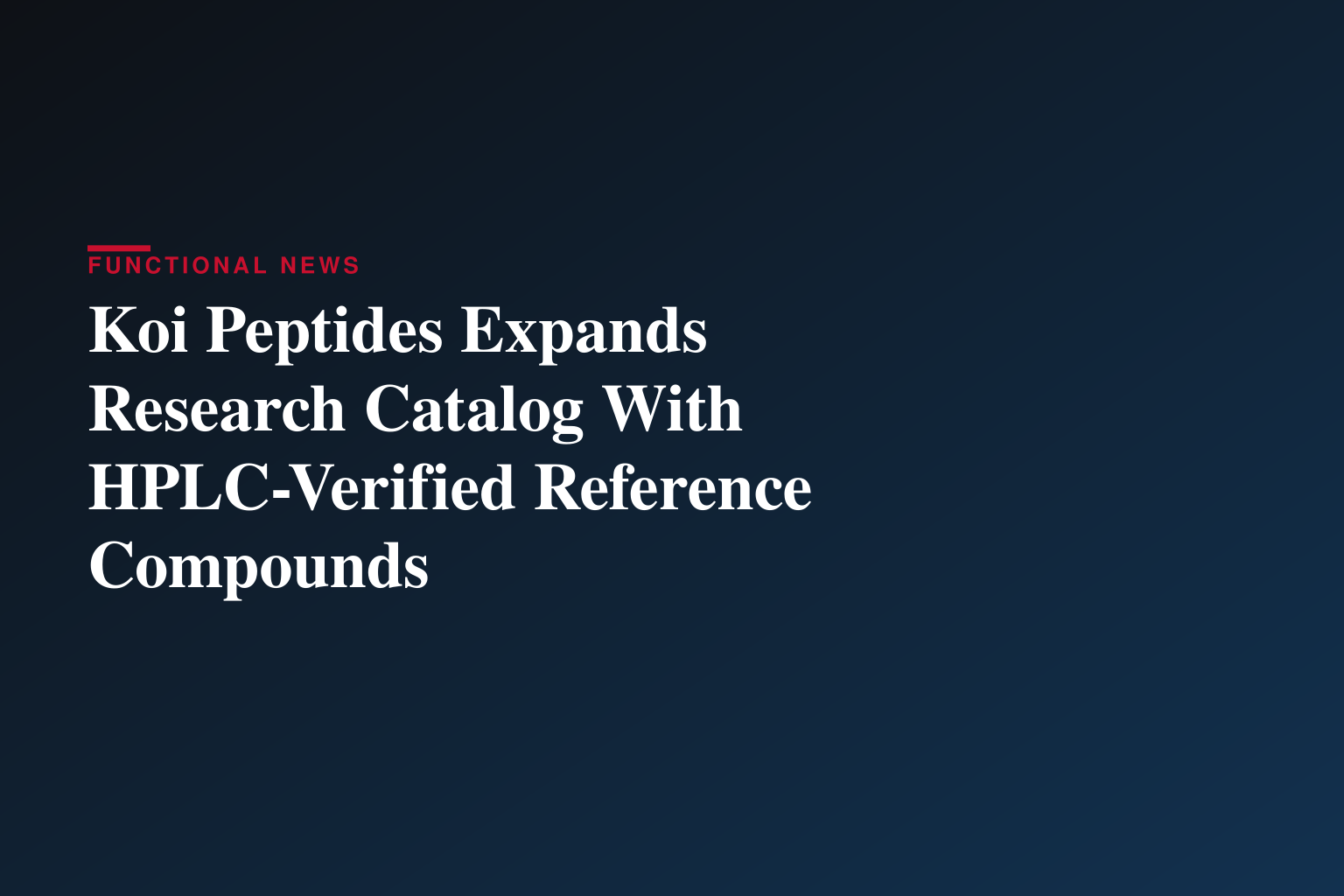 Koi Peptides Expands Research Catalog In June 2026