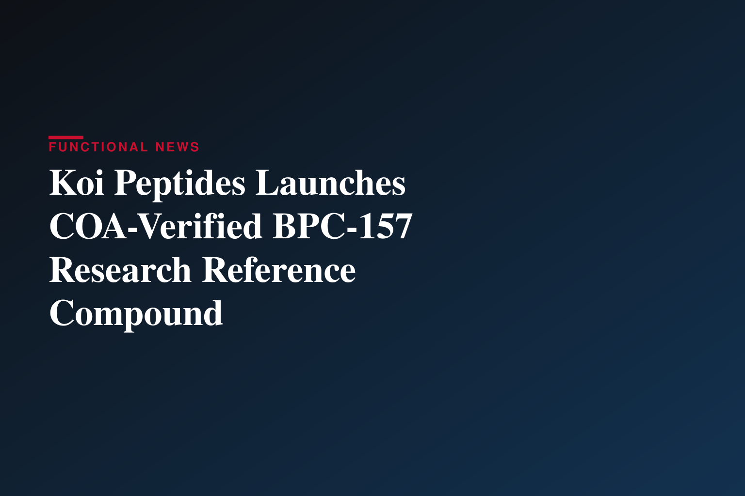 BPC-157 Research Peptide: Koi Peptides Launches a COA-Verified Reference Compound for Laboratory Use
