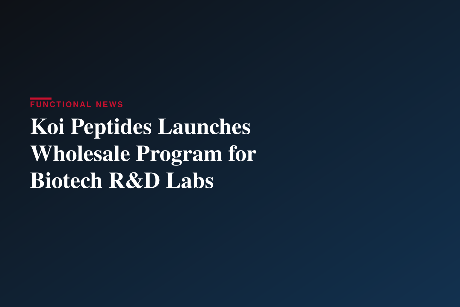 Koi Peptides Launches Research Peptide Wholesale Program for Labs, Resellers, and Biotech R&D