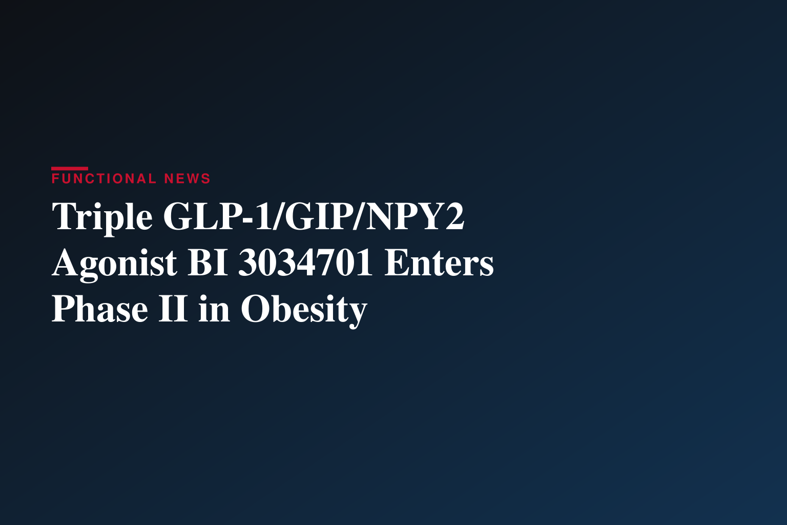 Boehringer Ingelheim strengthens obesity pipeline as potential first-in-class triple receptor agonist BI 3034701 enters Phase II development